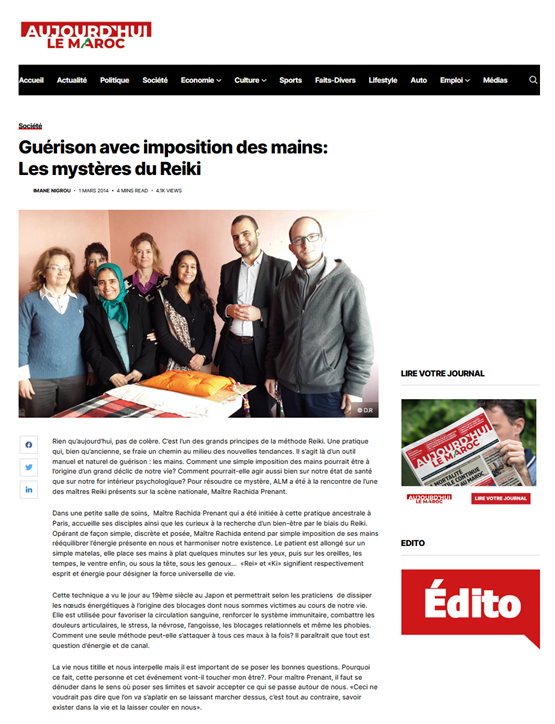 Guérison avec imposition des mains: Les mystères du Reiki - Aujourd'hui Le Maroc